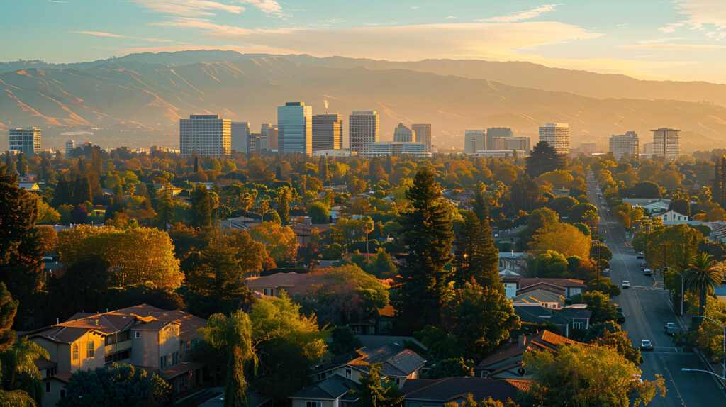 San Jose skyline with office buildings in Silicon Valley California